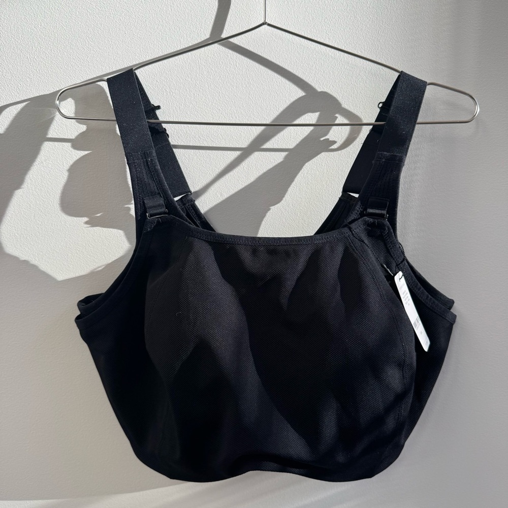 Black High-Support Sports Bra with Adjustable Straps